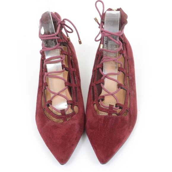 Comfortview Women's 9M Burgundy Lace Up Kitten Heel Pointy Toe Pumps Whimsigoth - Picture 7 of 10